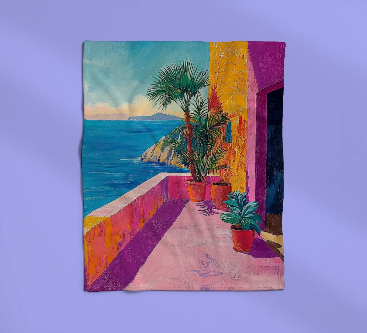 Colors of the Coast fleece blanket by Nikis Art Studio