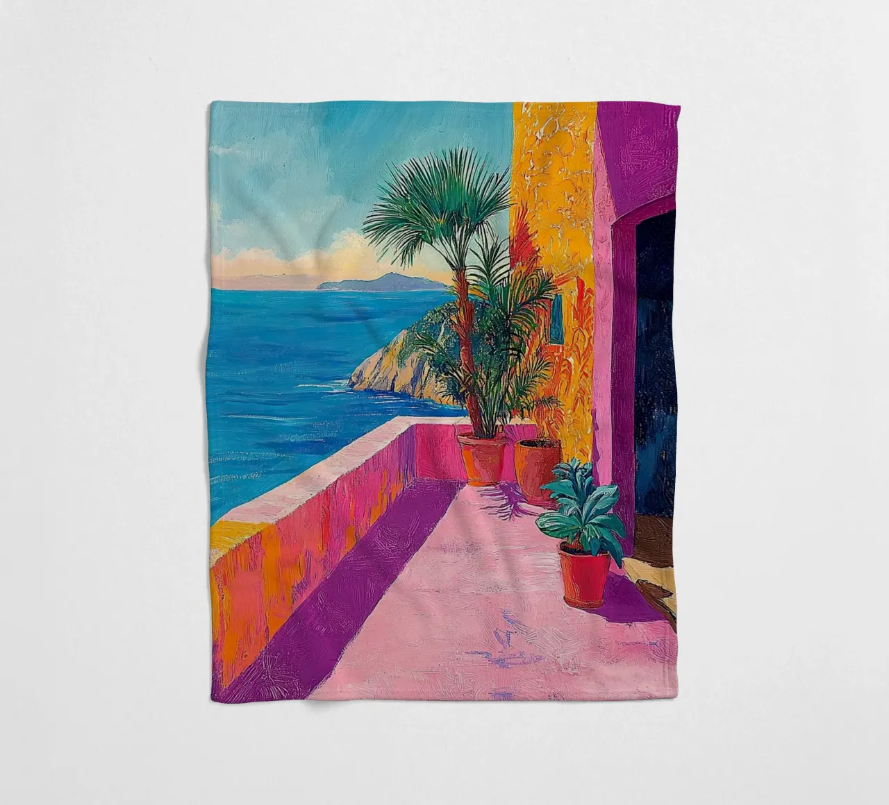 Colors of the Coast fleece blanket by Nikis Art Studio