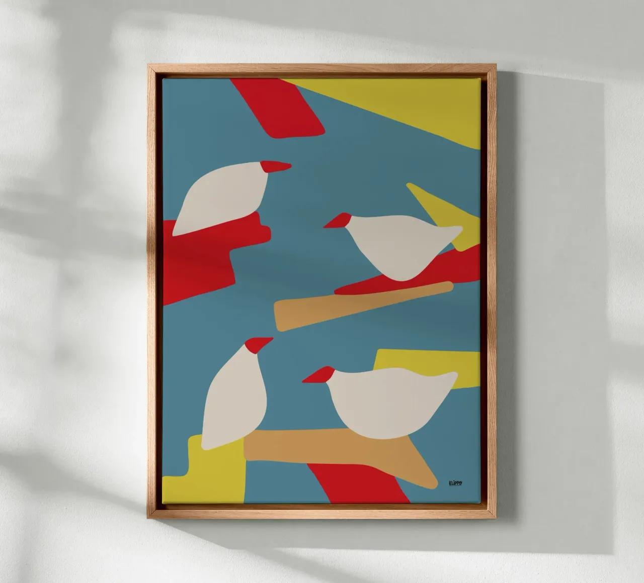 Abstract meeuwenlandschap canvas met Baklijst van Spunk