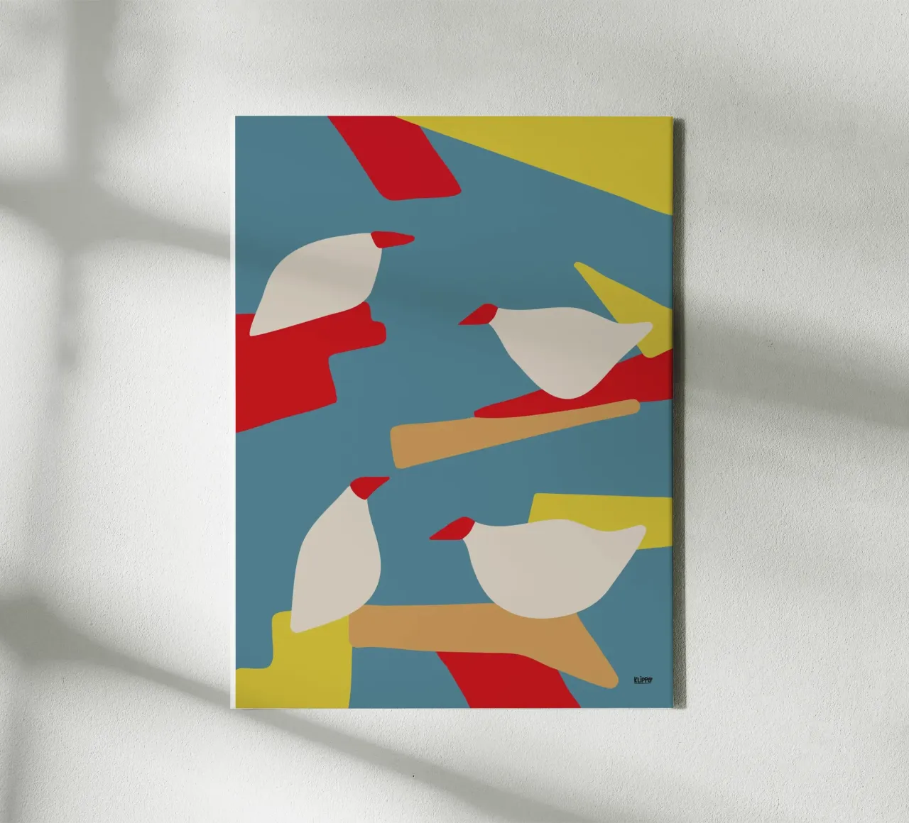 Abstract meeuwenlandschap canvas met Baklijst van Spunk