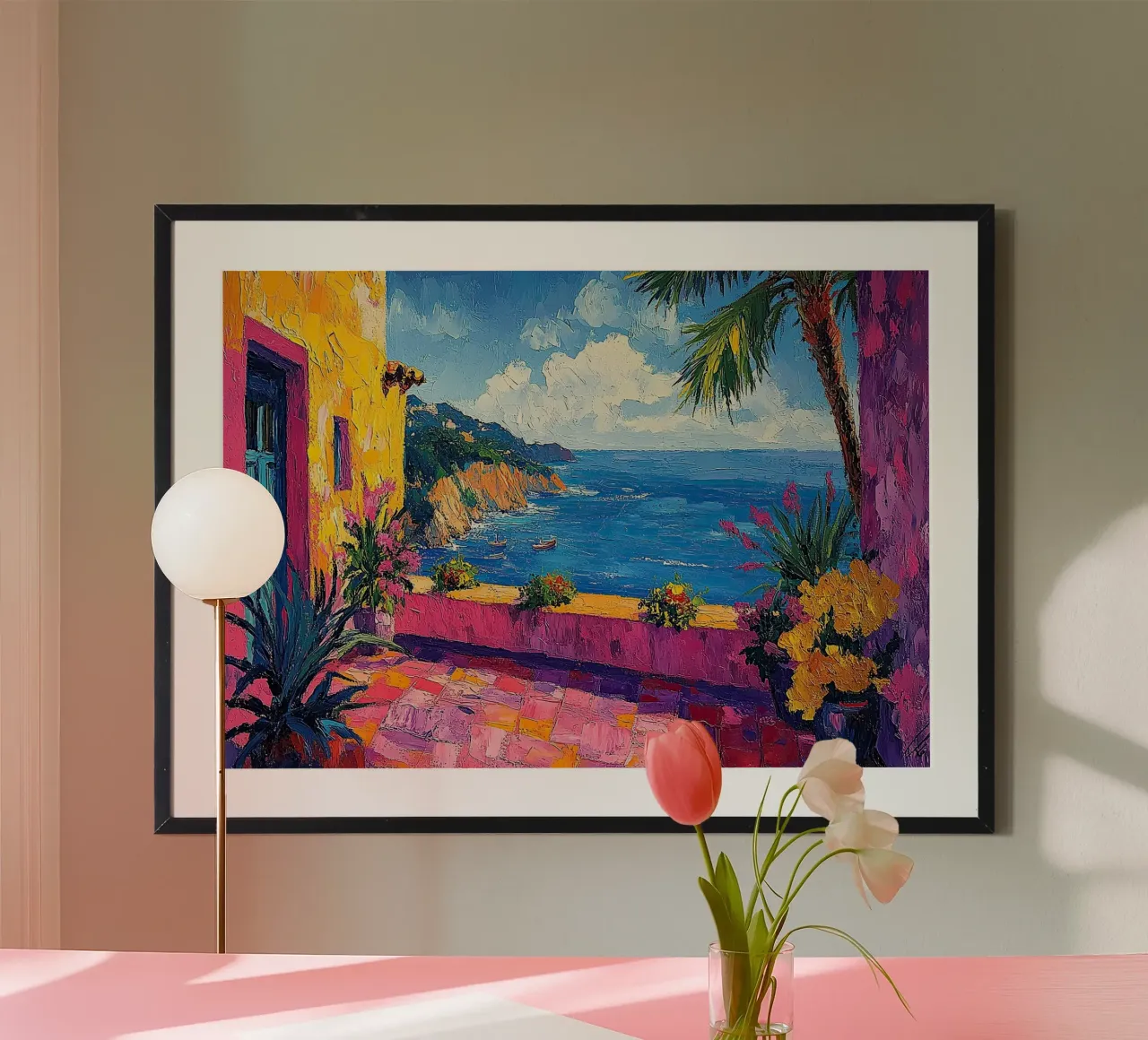 Henri Matisse inspiriert Meer Fauvismus Mediterran Poster mit Aluminium Rahmen von Nikis Art Studio