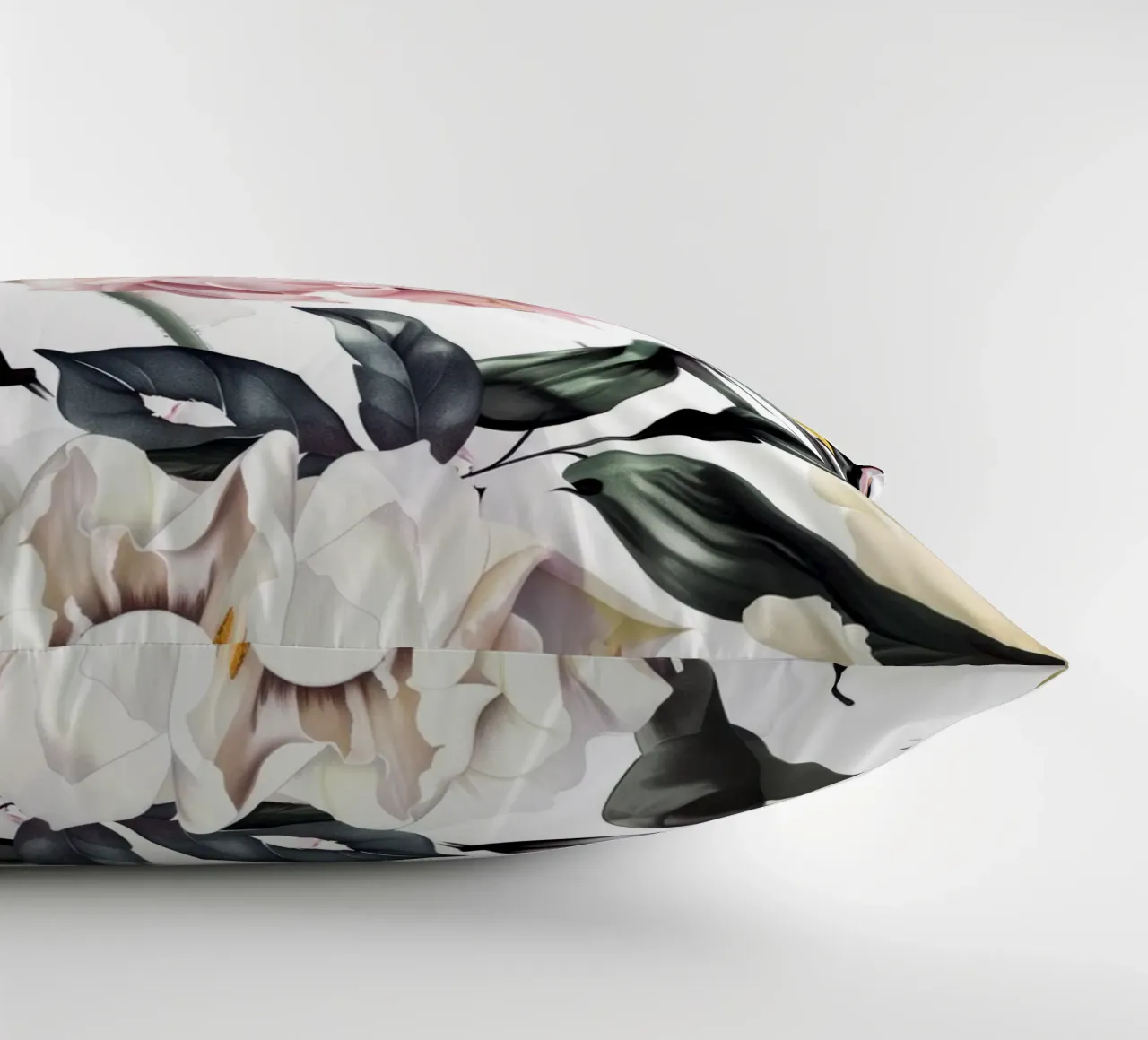 Natura peonie fiori e foglie acquerello arte cuscino da Justyna Jaszke JBJart