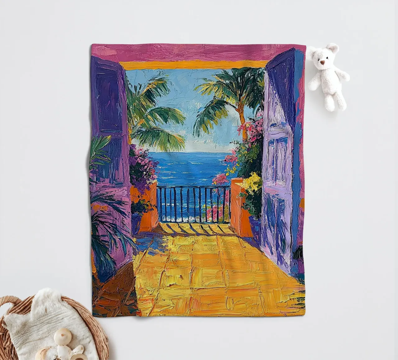 Open Spaces Painted Bright coperta in pile da Nikis Art Studio
