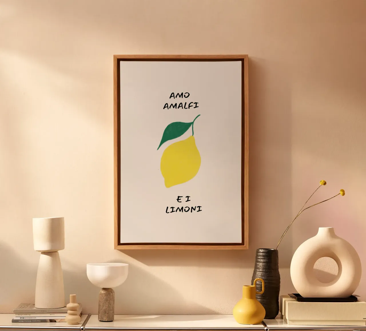 Amo amalfi e i limoni tela con Cornice a cassetta da Ohkimiko