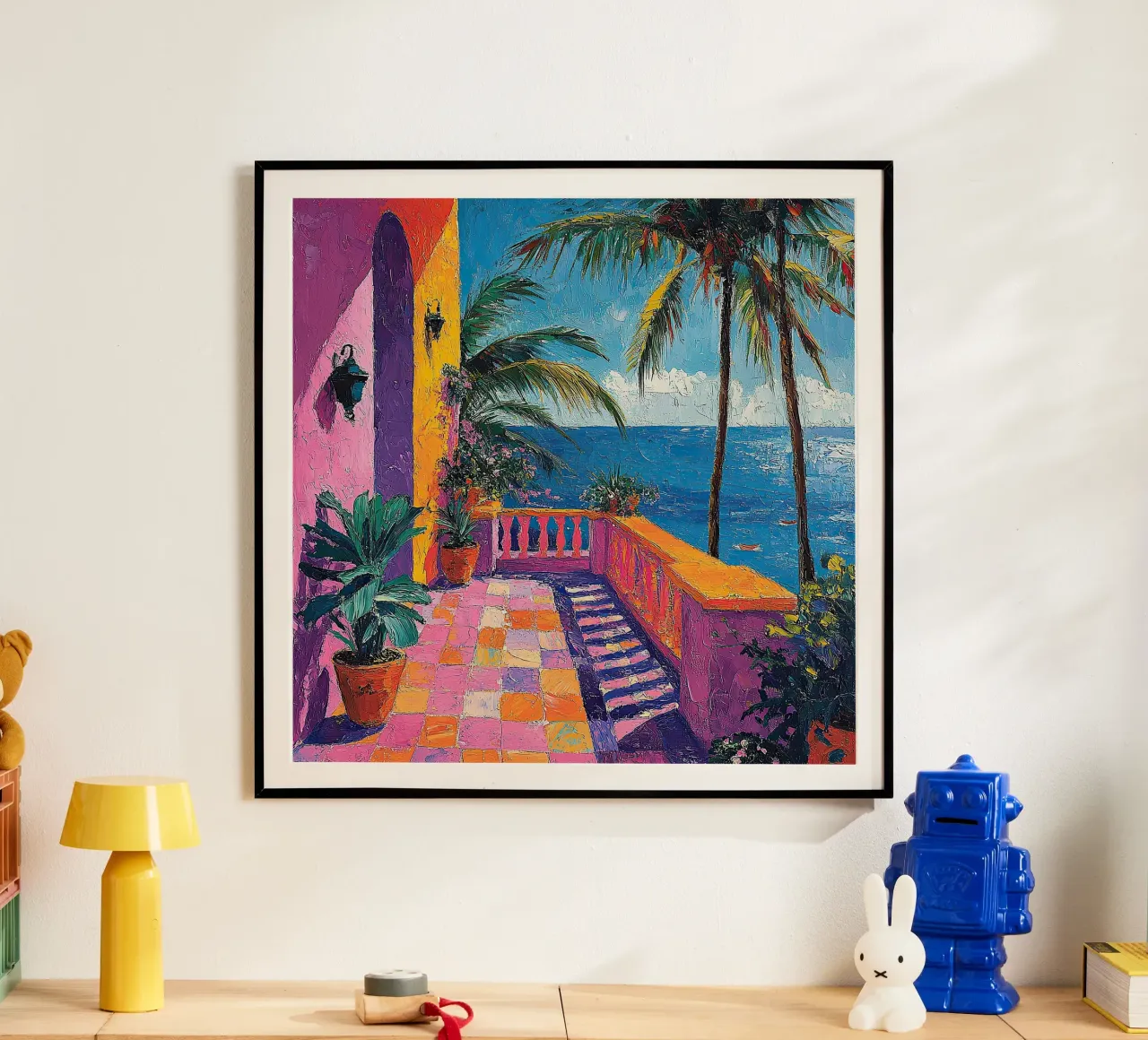 Ocean Breeze Awakens poster con telaio in alluminio da Nikis Art Studio