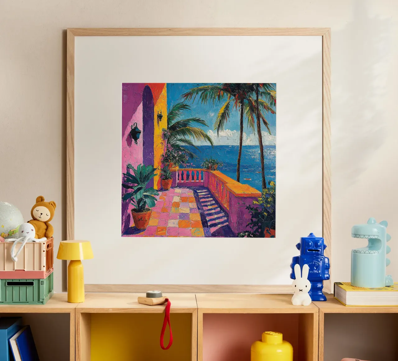 Ocean Breeze Awakens poster con telaio in alluminio da Nikis Art Studio