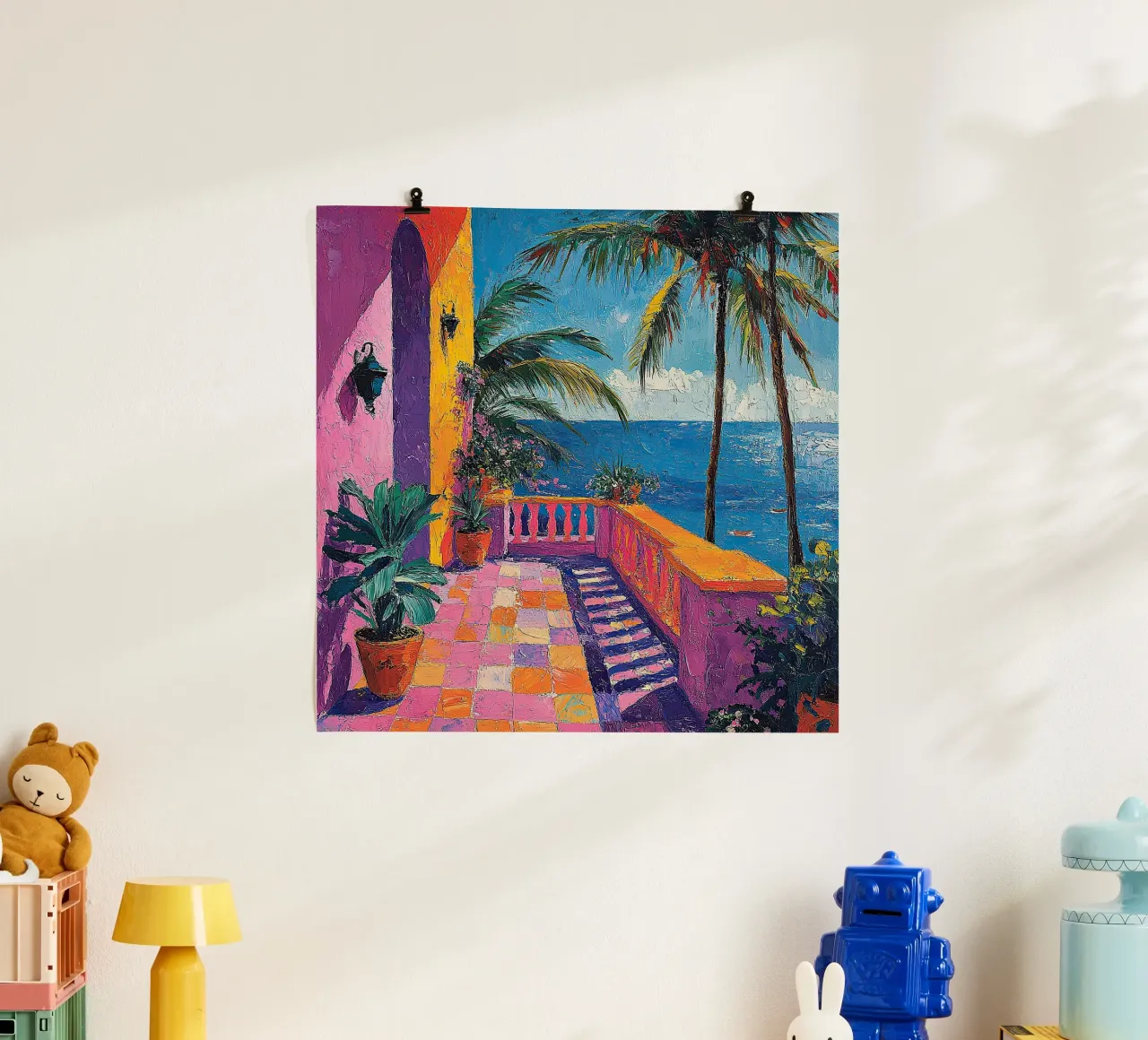 Ocean Breeze Awakens poster con telaio in alluminio da Nikis Art Studio