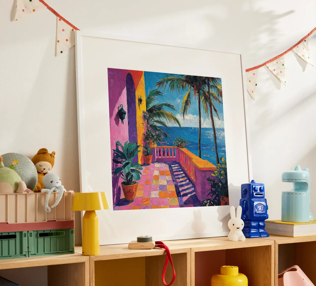 Ocean Breeze Awakens poster con telaio in alluminio da Nikis Art Studio