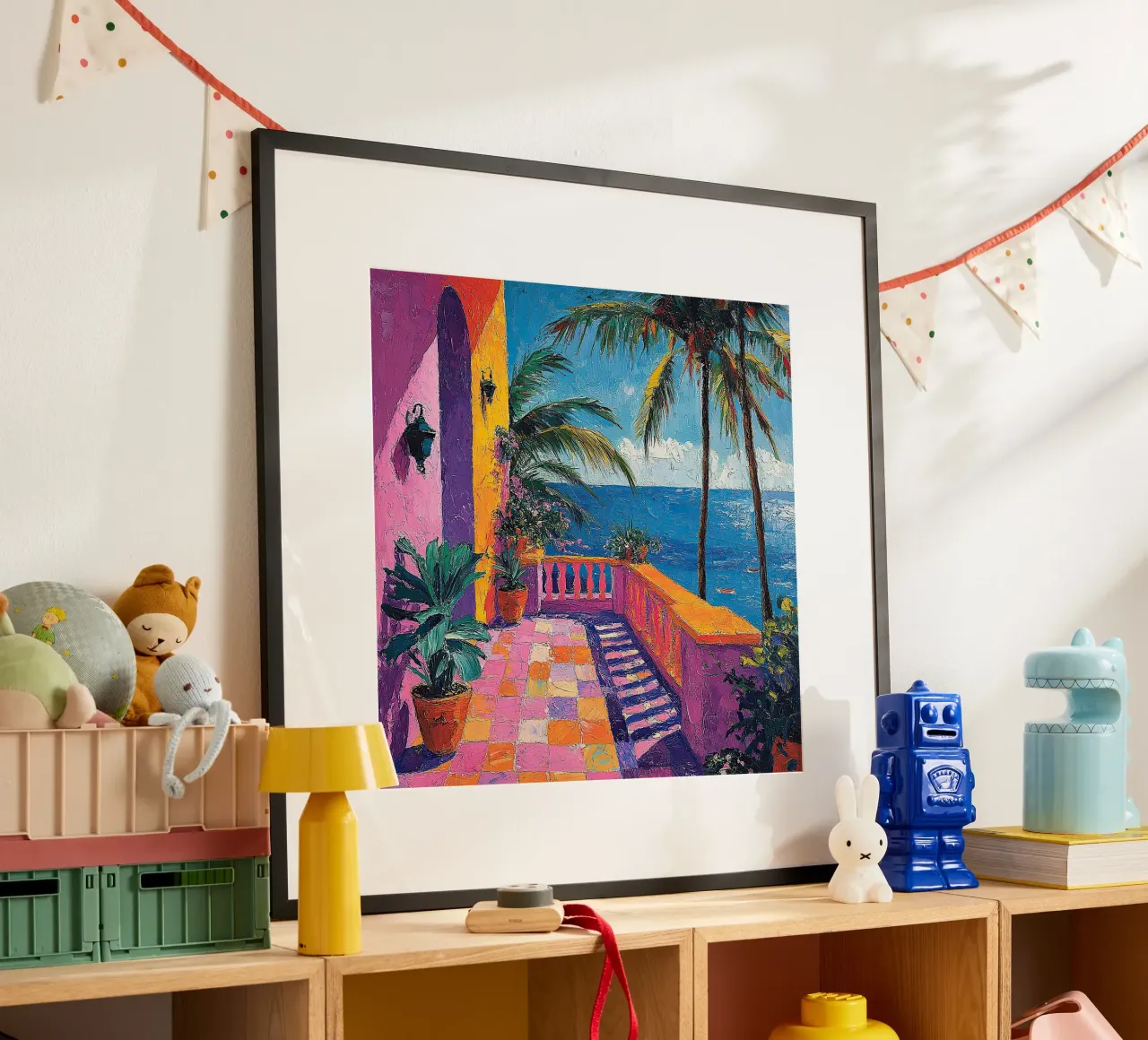Ocean Breeze Awakens poster con telaio in alluminio da Nikis Art Studio