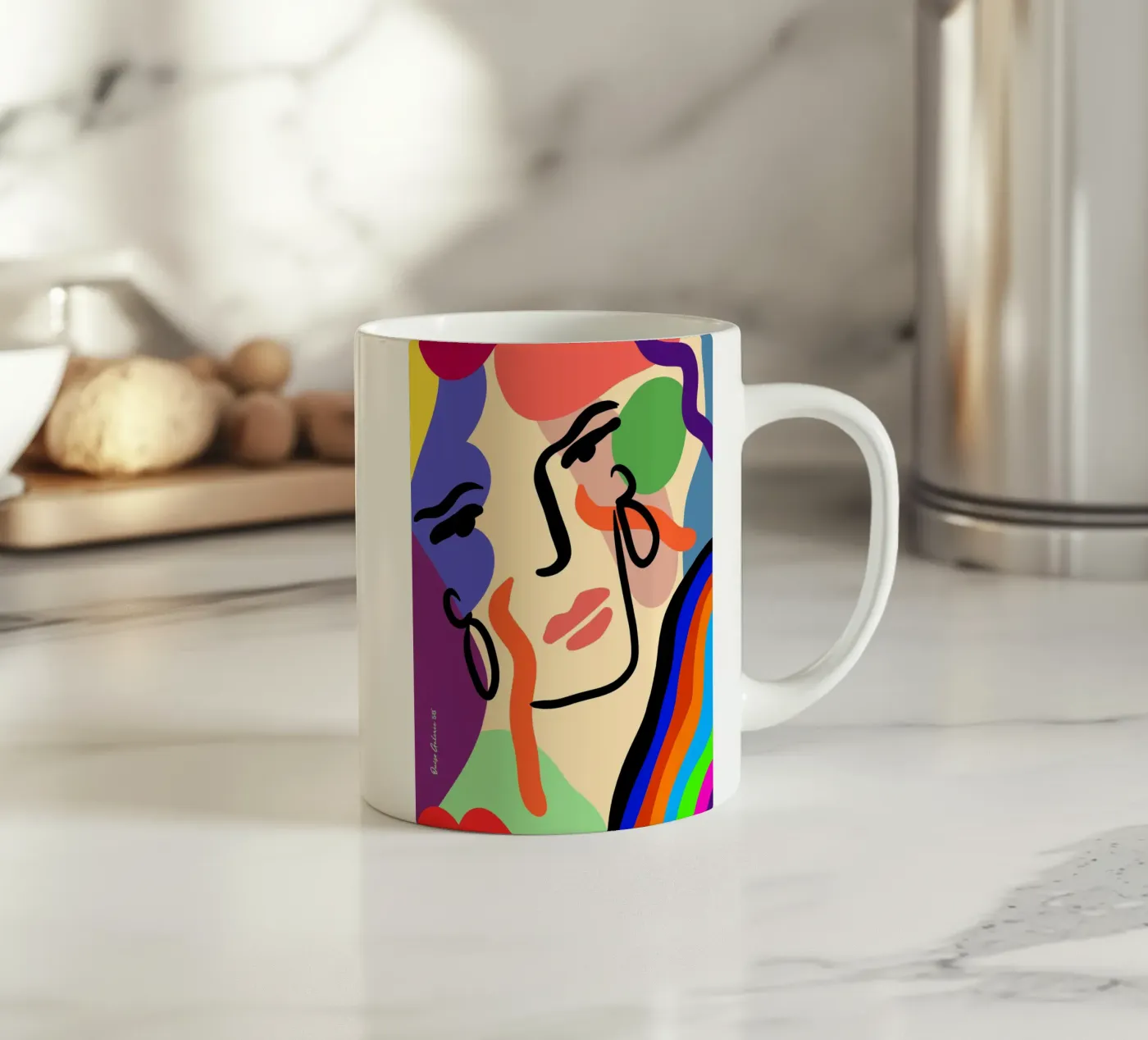 Delicate Waves ceramic mug by Mike Leymi