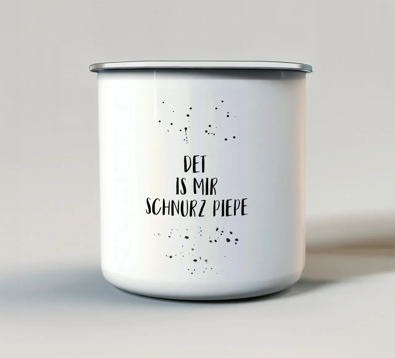 Berliner Schnauze DET IS MIR SCHNURZ PIEPE tazza in smalto da Melanie Viola