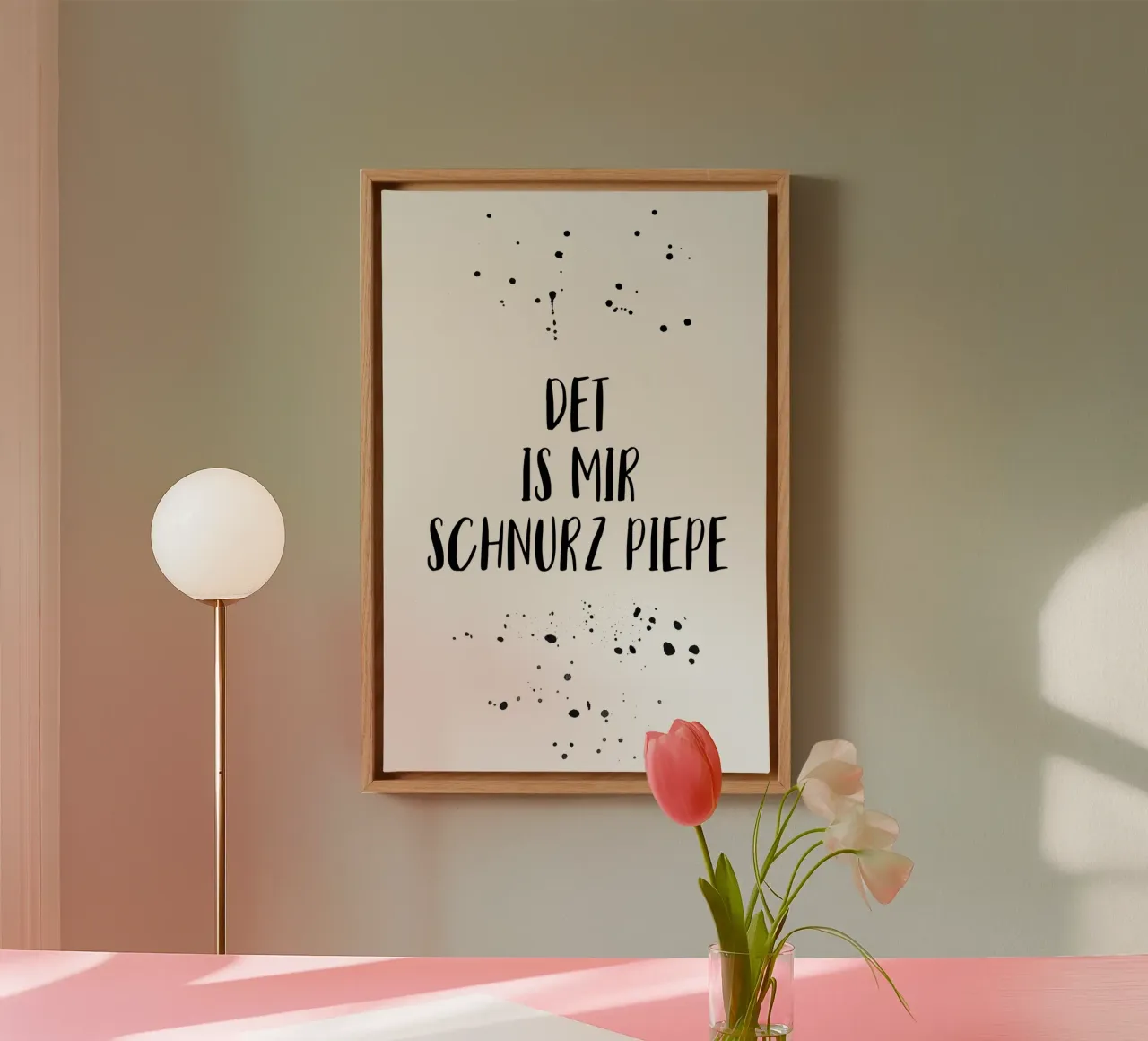 Berliner Schnauze DET IS MIR SCHNURZ PIEPE canvas met Baklijst van Melanie Viola