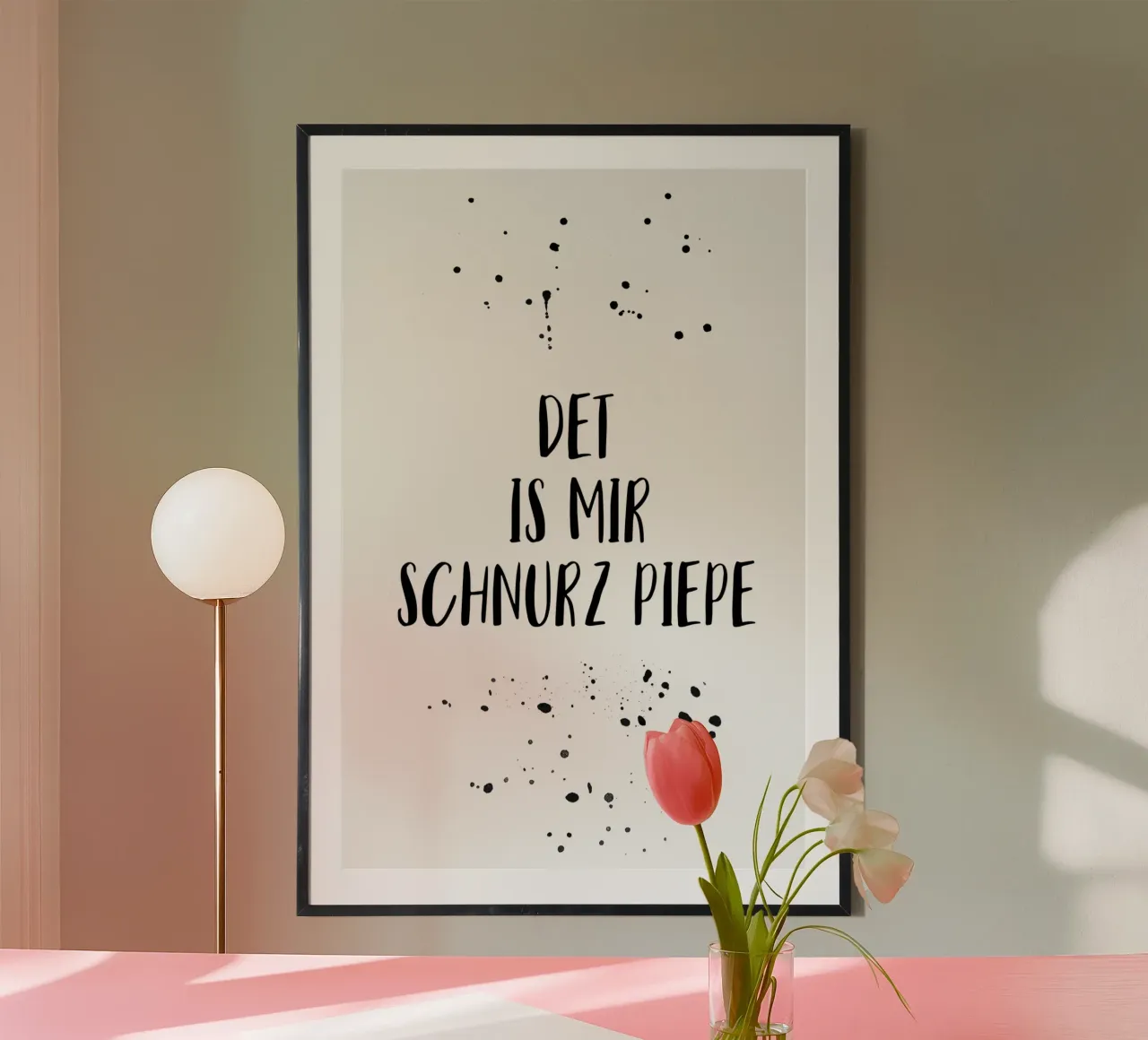 Berliner Schnauze DET IS MIR SCHNURZ PIEPE poster con telaio in alluminio da Melanie Viola