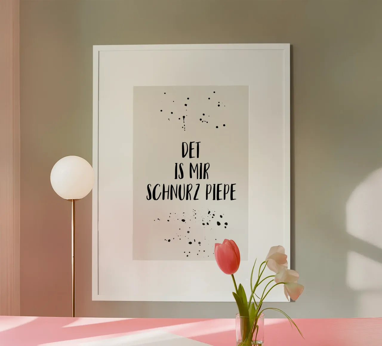 Berliner Schnauze DET IS MIR SCHNURZ PIEPE poster con telaio in alluminio da Melanie Viola