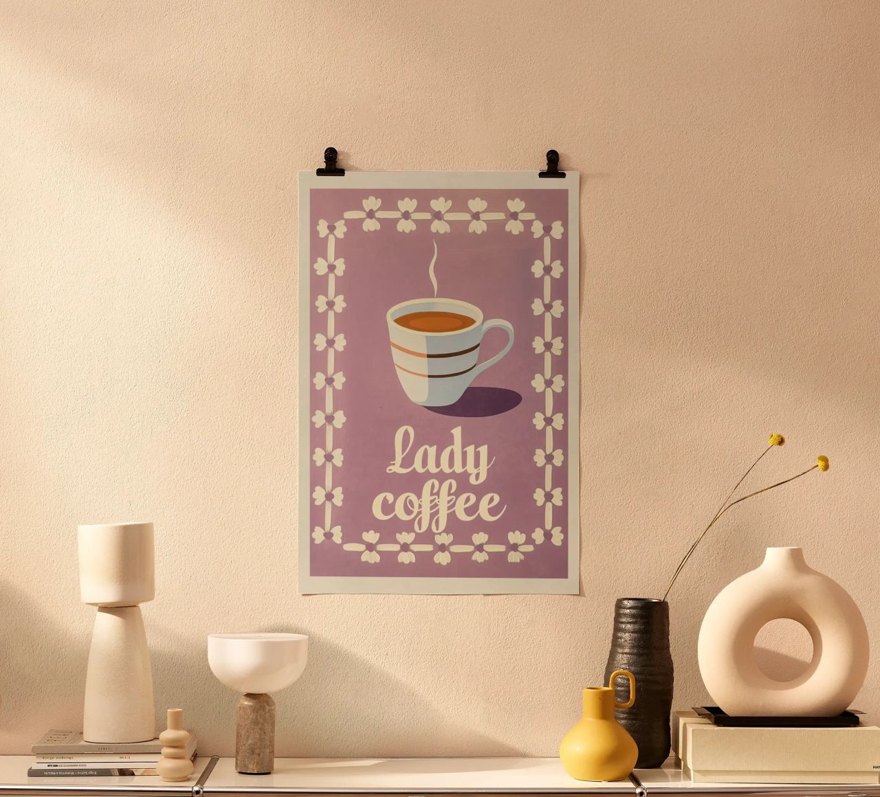"Lady Coffee" Feminine Freude Poster von Carinaprint