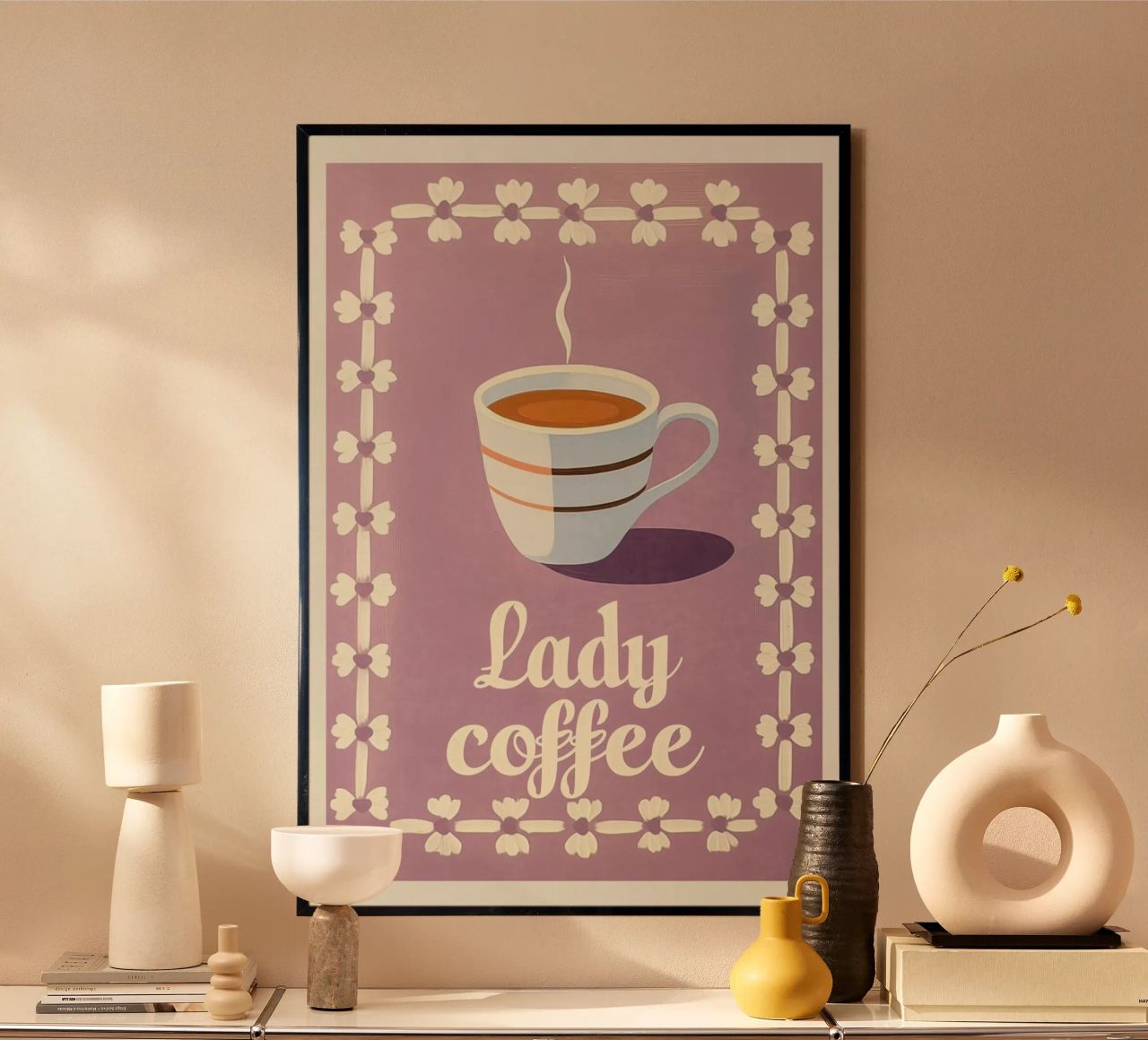 "Lady Coffee" Feminine Freude Poster von Carinaprint