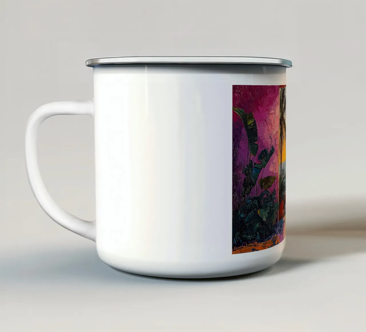 Vibrant Coastal View tazza in smalto da Nikis Art Studio