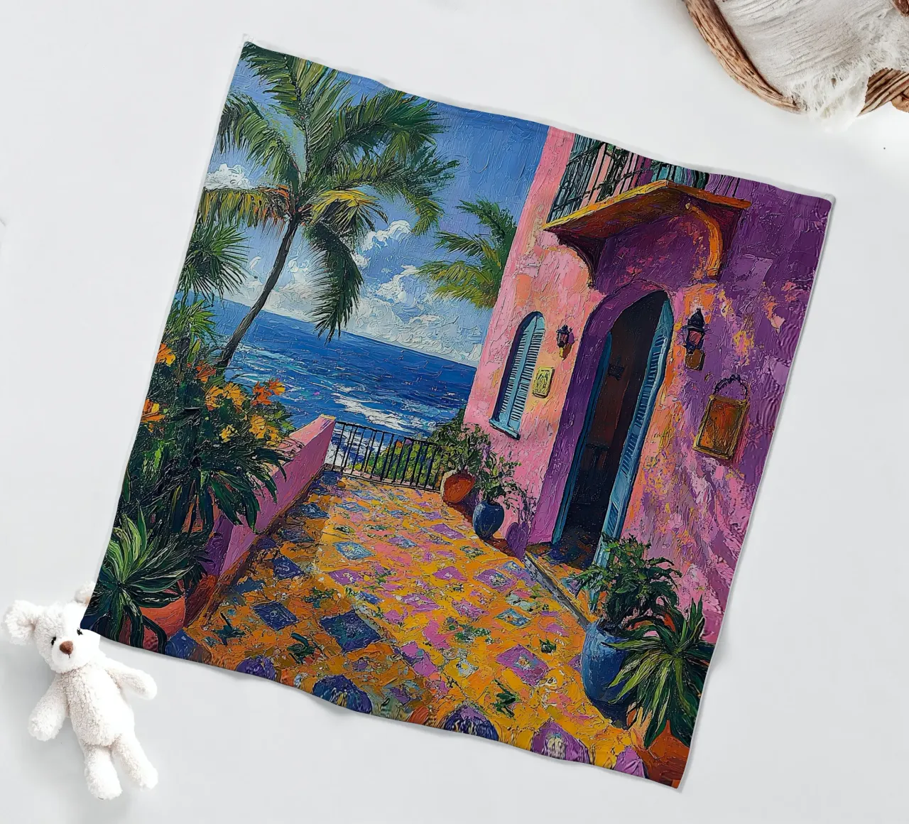 Joyful Horizons coperta in pile da Nikis Art Studio