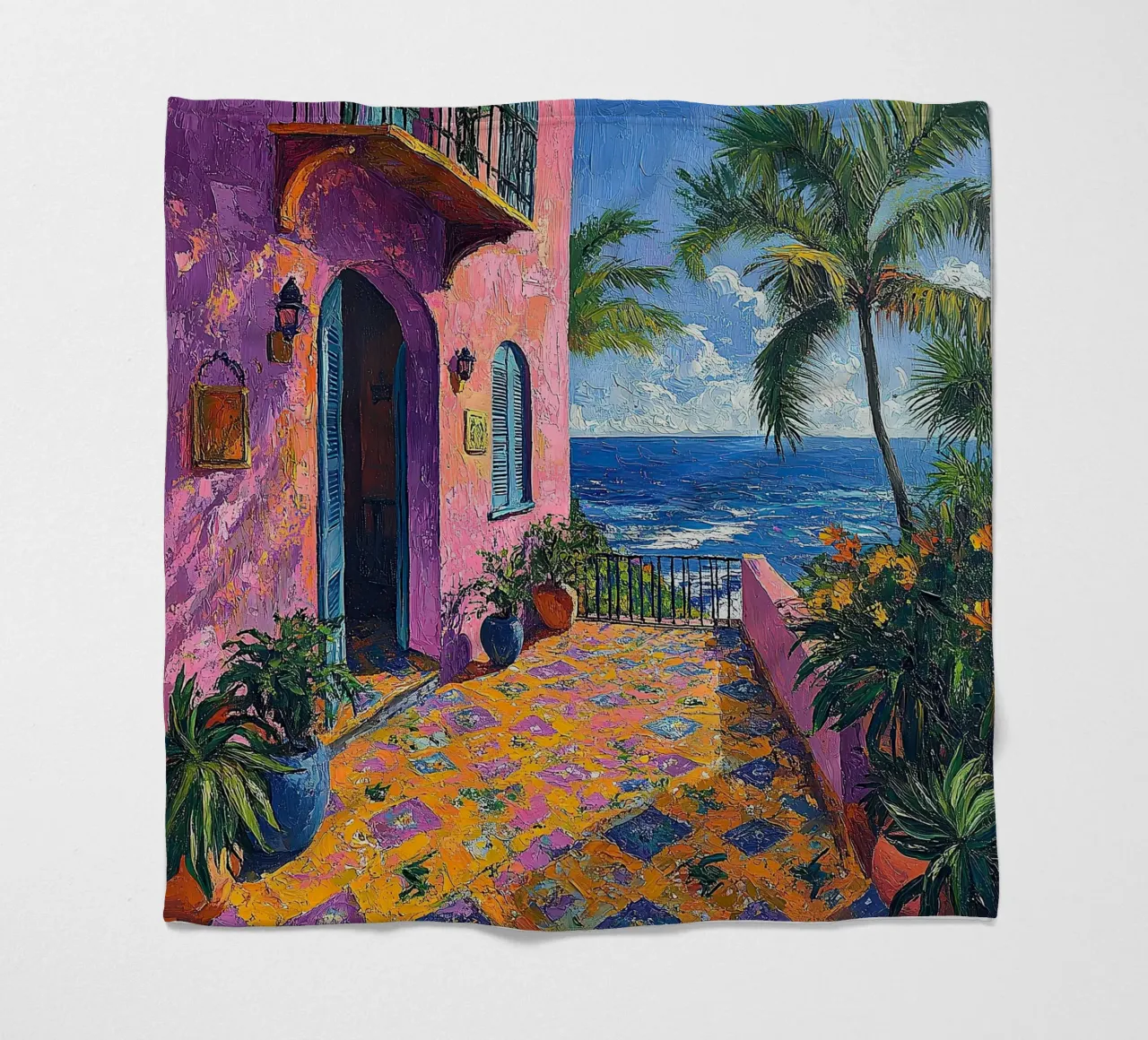 Joyful Horizons coperta in pile da Nikis Art Studio