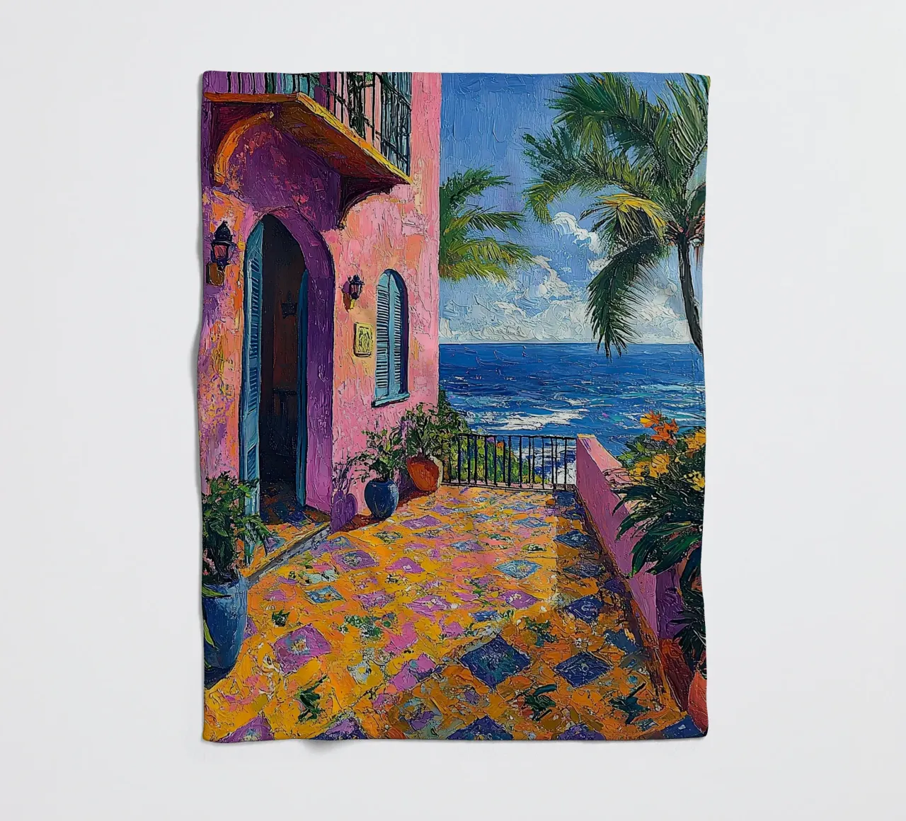 Joyful Horizons coperta in pile da Nikis Art Studio