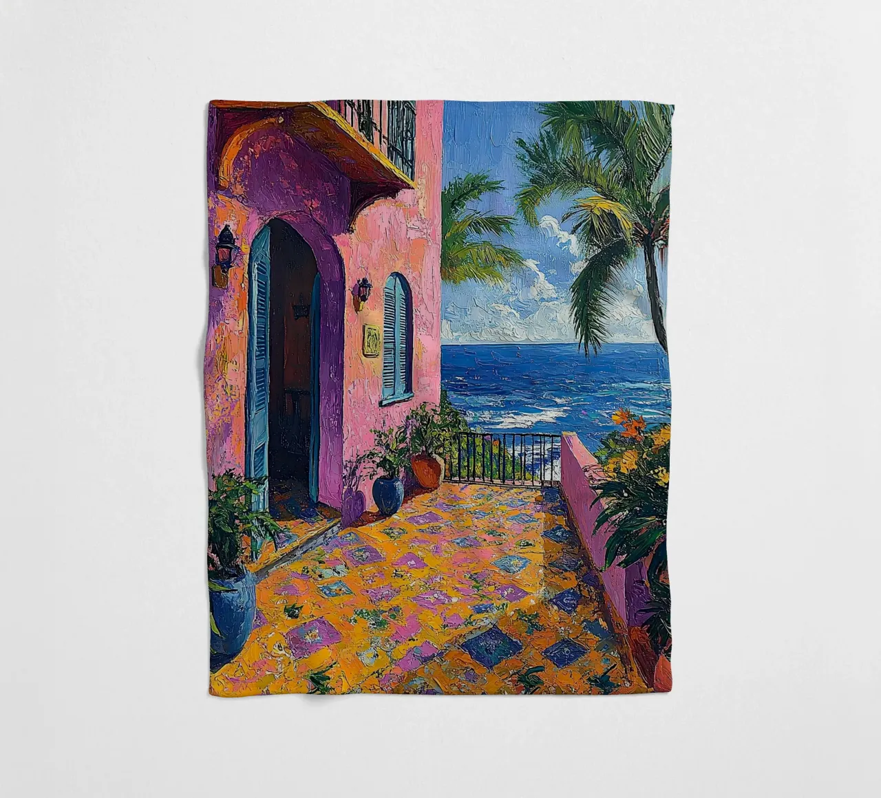 Joyful Horizons coperta in pile da Nikis Art Studio