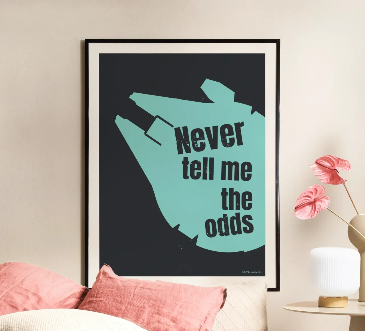 NEVER TELL ME THE ODDS poster con telaio in plastica da Star Wars
