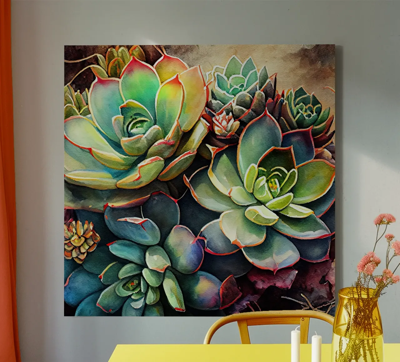 the art of succulents and cacti canvas with Floater frame by Justyna Jaszke JBJart