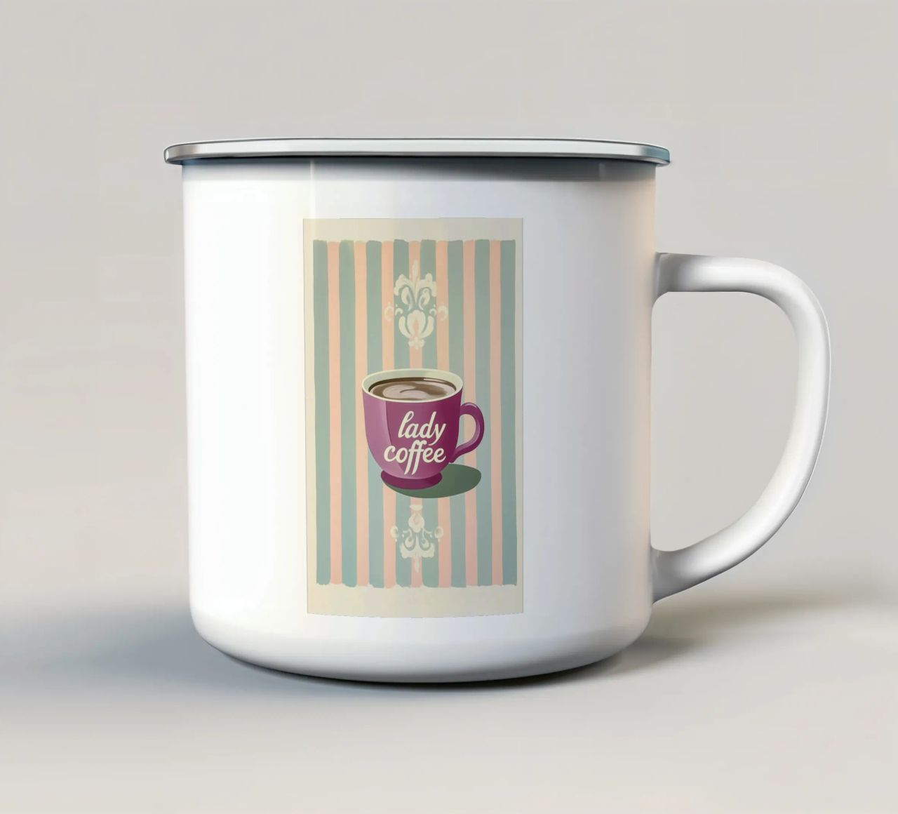 "Lady Coffee" Retro Charme mug en émail de Carinaprint