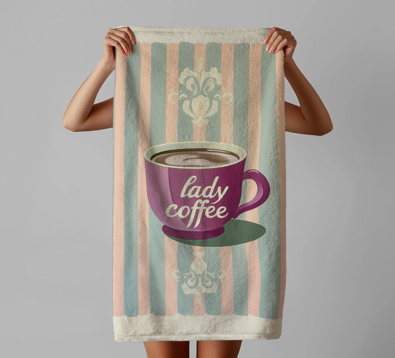 "Kaffee-Dame" Retro Charme Handtuch von Carinaprint