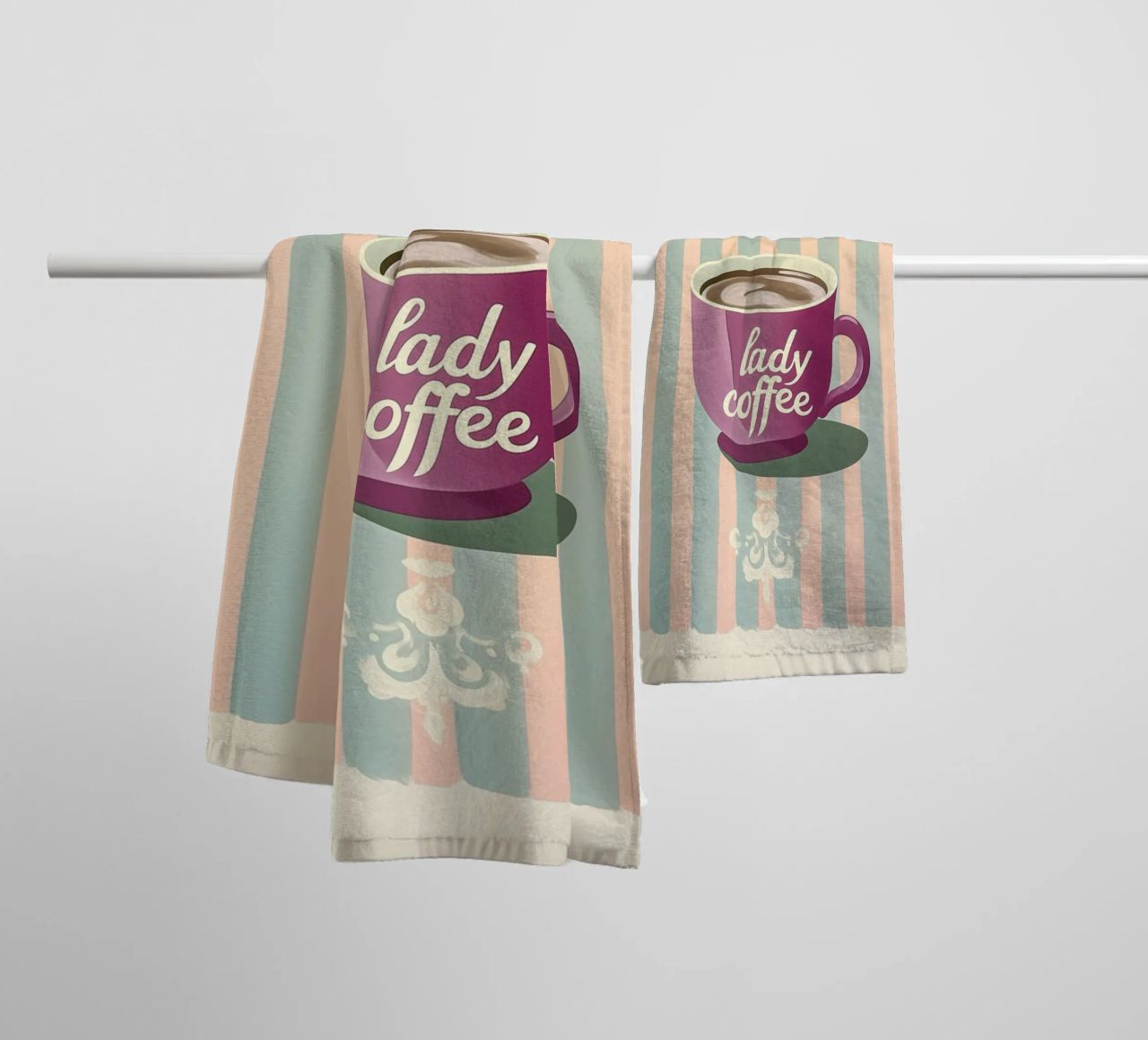 "Kaffee-Dame" Retro Charme Handtuch von Carinaprint