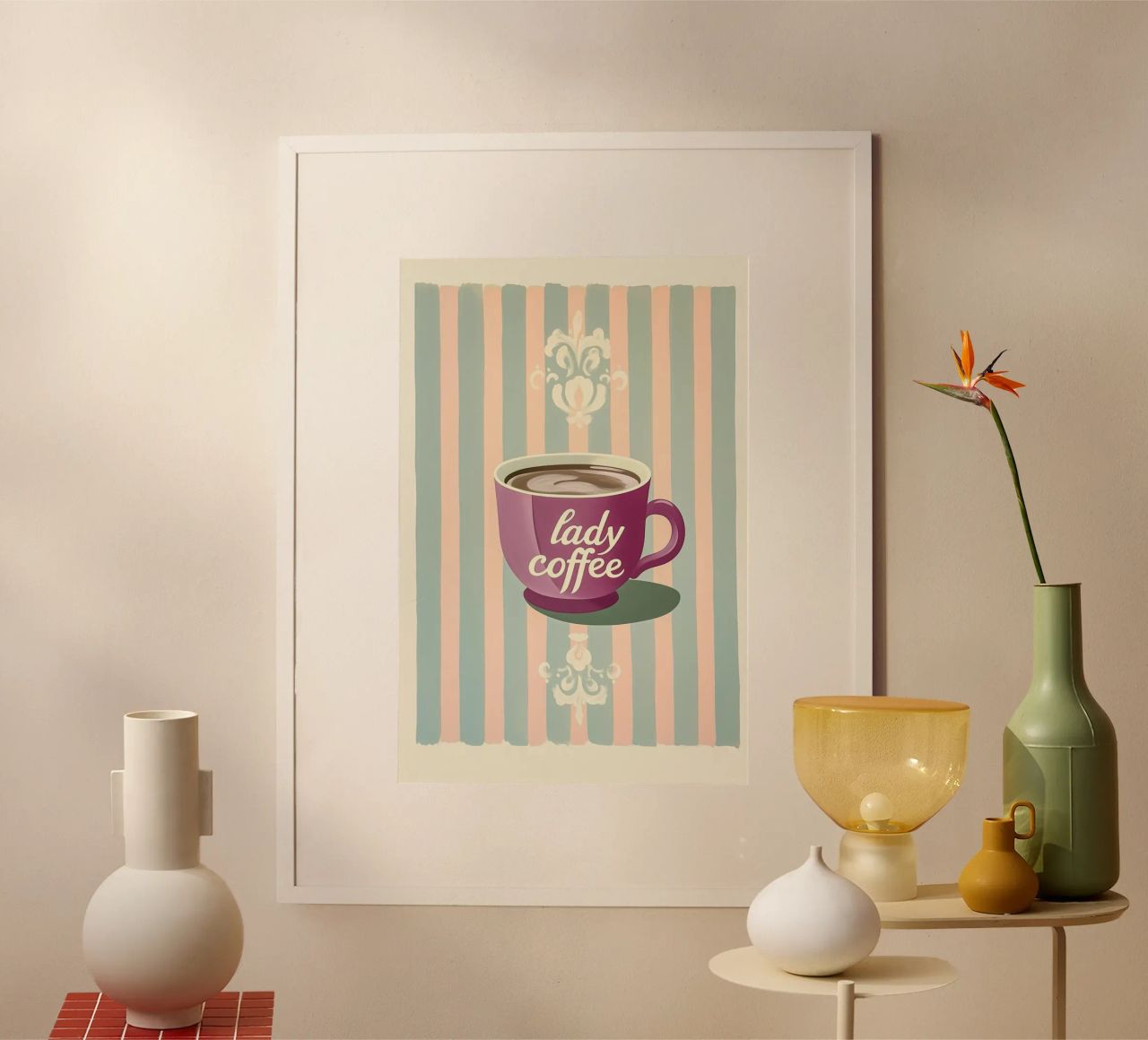 "Lady Coffee" Retro Charme poster by Carinaprint