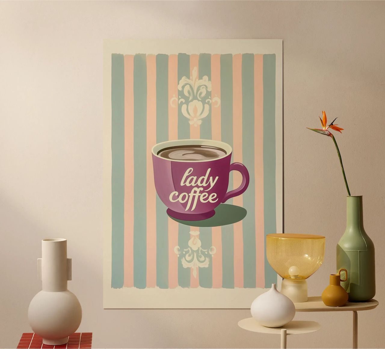 "Lady Coffee" Retro Charme poster by Carinaprint