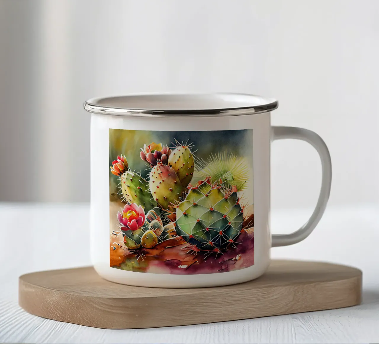 l'arte delle piante grasse e dei cactus tazza in smalto da Justyna Jaszke JBJart