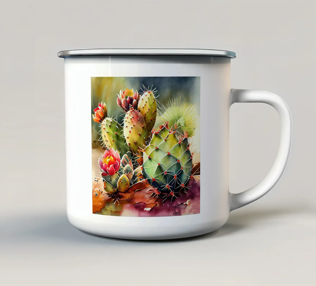 l'arte delle piante grasse e dei cactus tazza in smalto da Justyna Jaszke JBJart