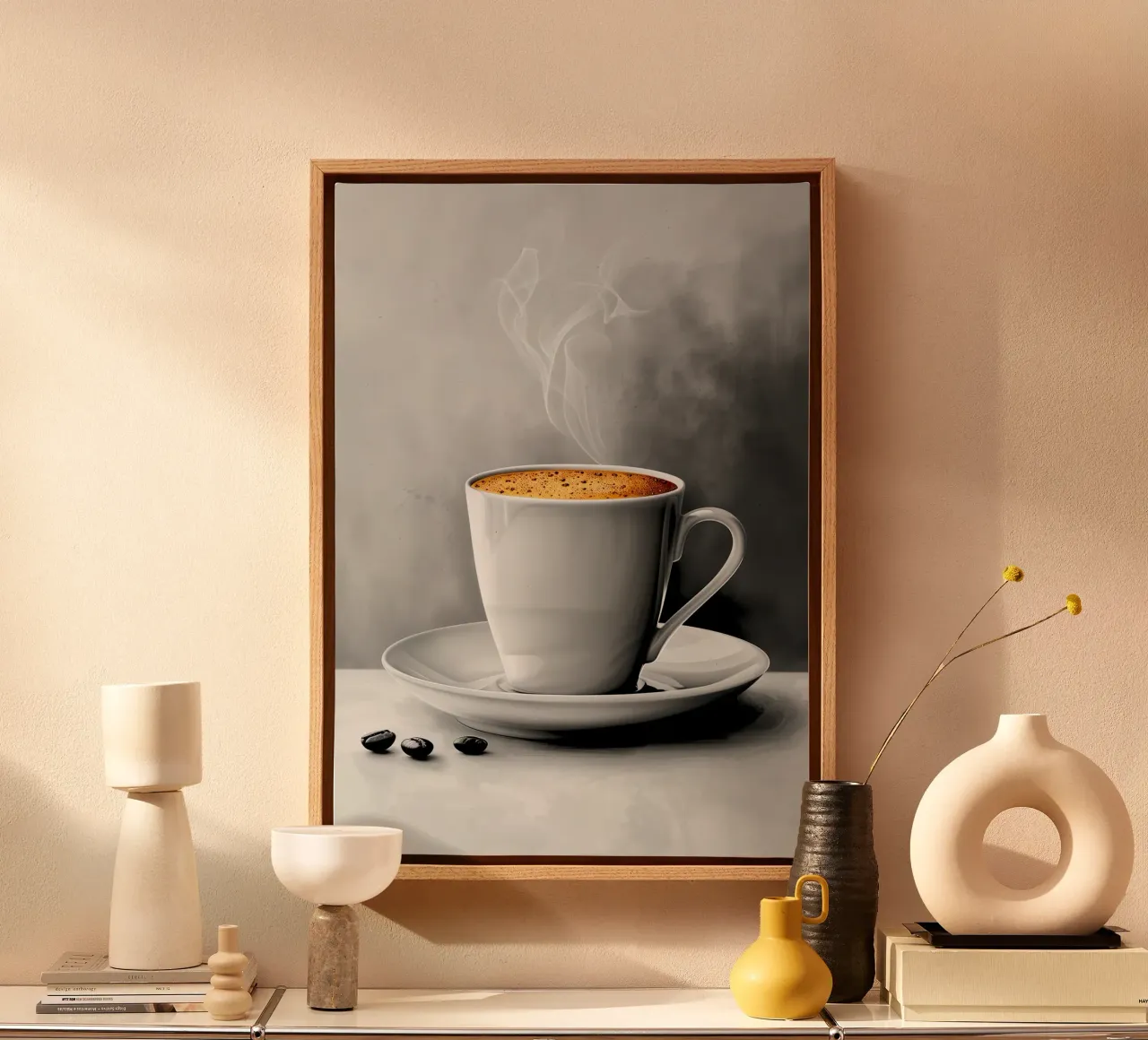 È l'ora del caffè tela con Cornice a cassetta da Justyna Jaszke JBJart
