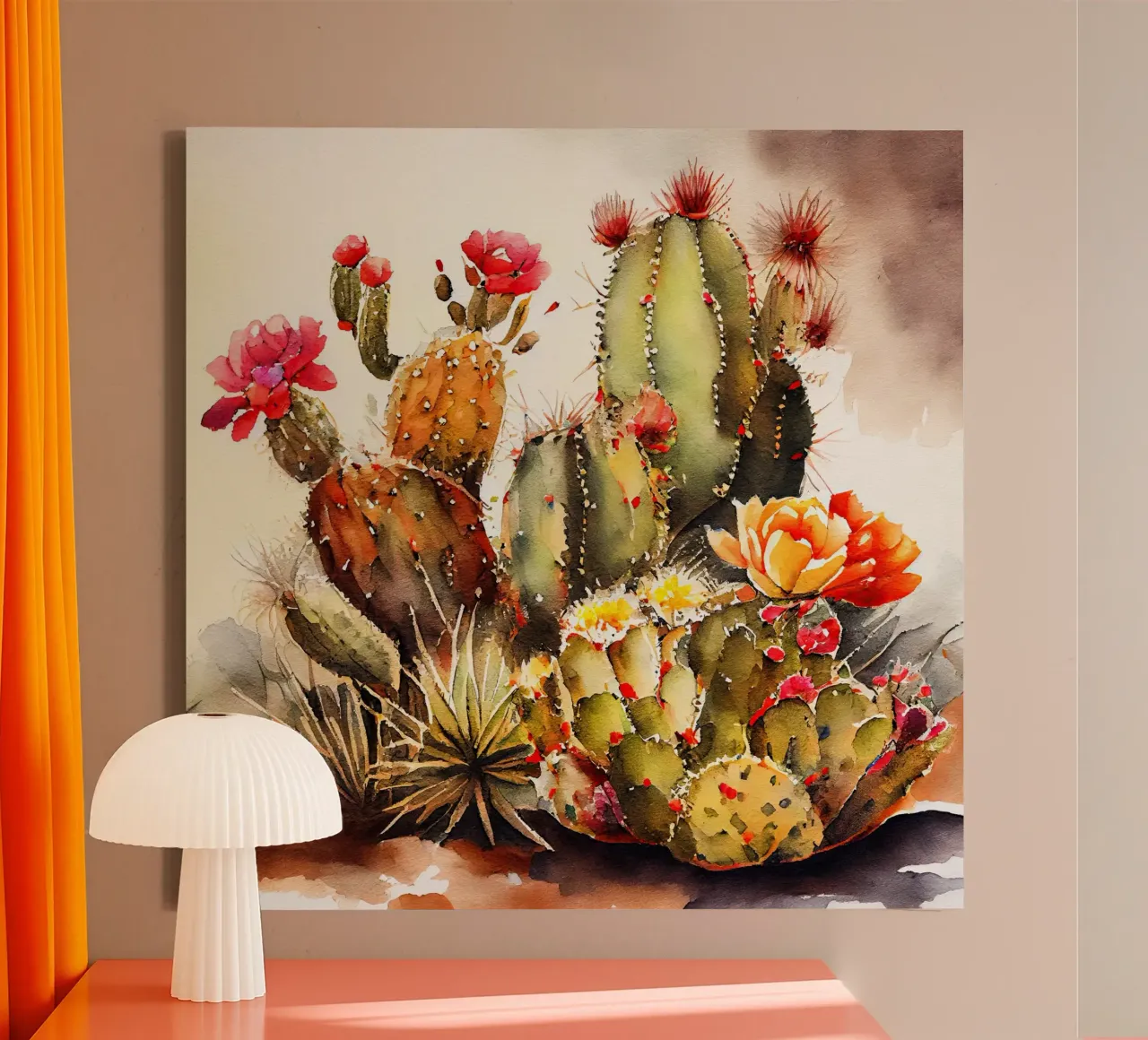 the art of succulents and cacti canvas with Floater frame by Justyna Jaszke JBJart