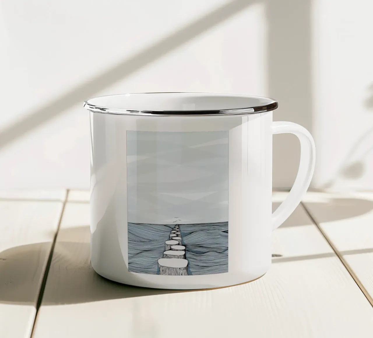 Something Calm enamel mug by Waltraud Rieken