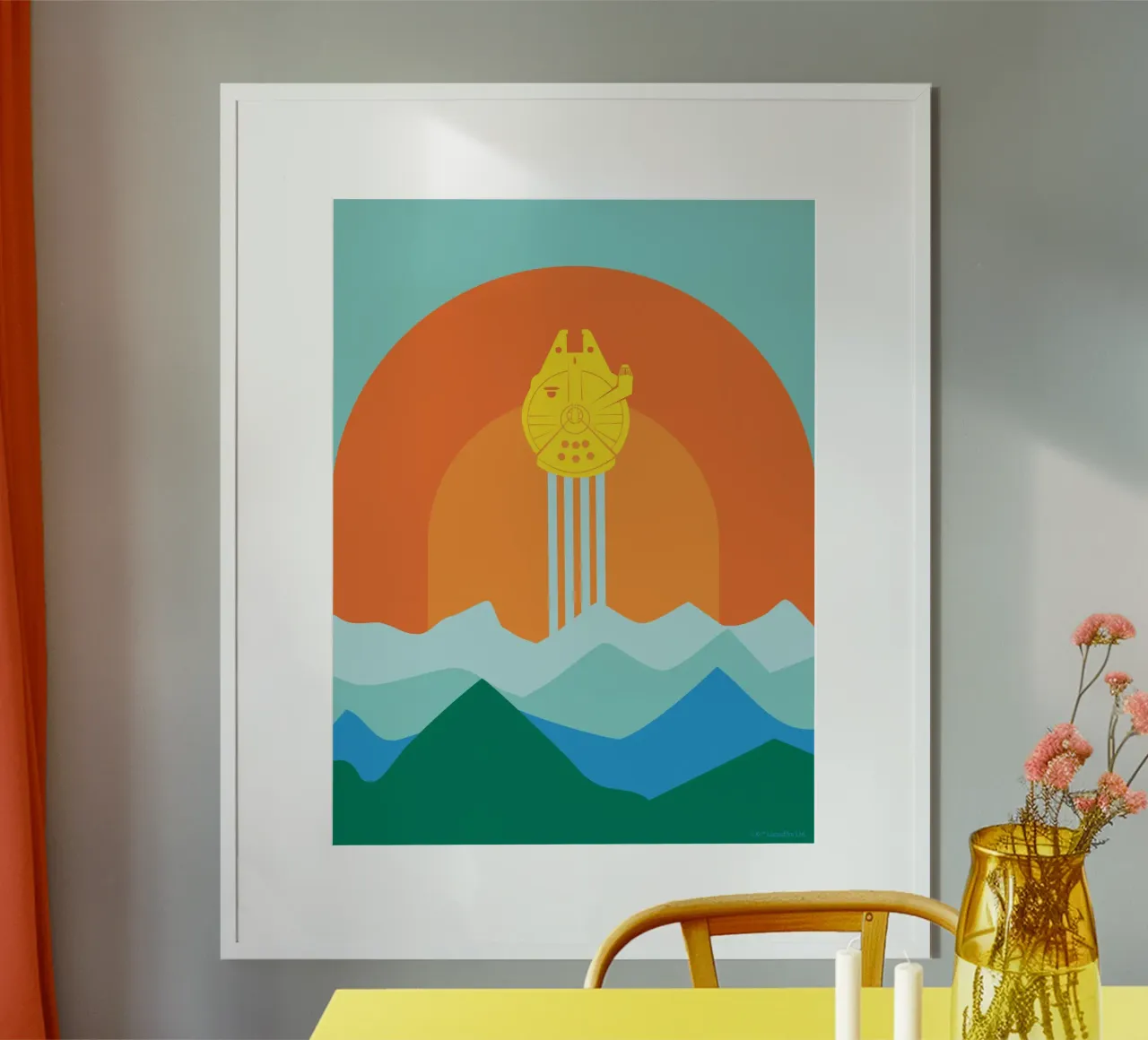 Millennium Falcon poster con telaio in alluminio da Star Wars