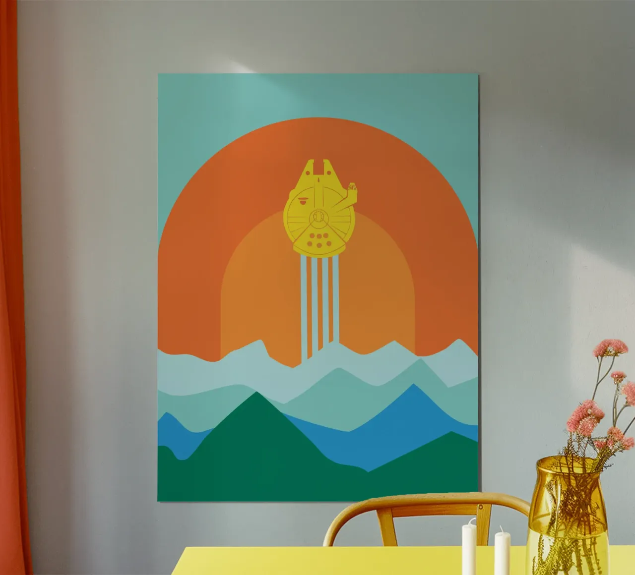 Millennium Falcon poster con telaio in alluminio da Star Wars