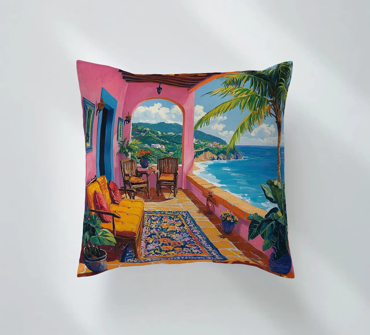 Coastal Views in Bloom cuscino da Nikis Art Studio