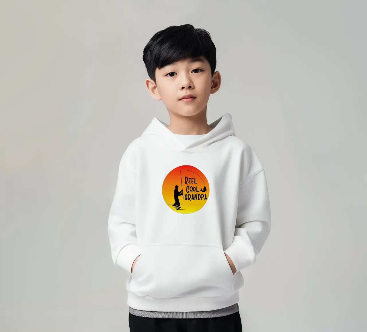 Reel cool grandpa retro design felpa bambino con cappuccio da vickeyroads