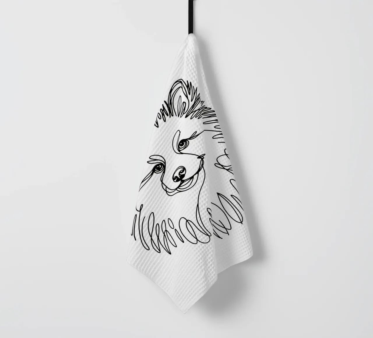Chien Pomsky Dessin au trait torchon de WijdevenDesign