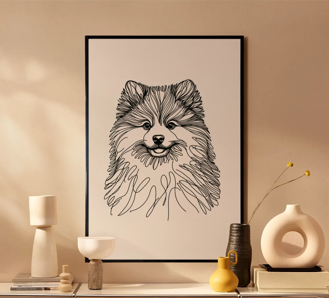 Chien Pomsky Dessin au trait poster de WijdevenDesign