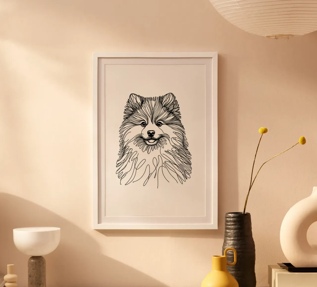 Chien Pomsky Dessin au trait poster de WijdevenDesign