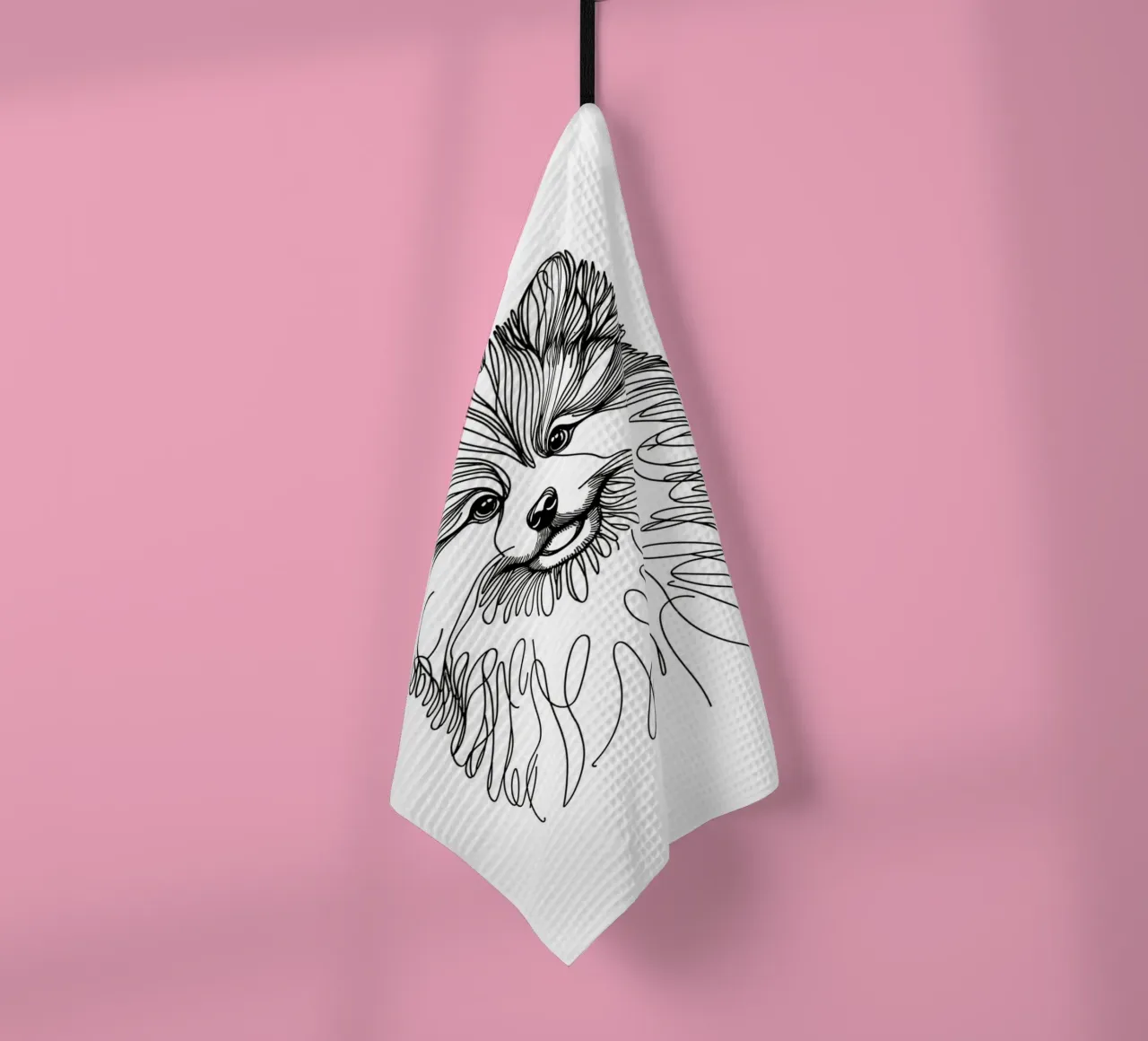Chien Pomsky Dessin au trait torchon de WijdevenDesign