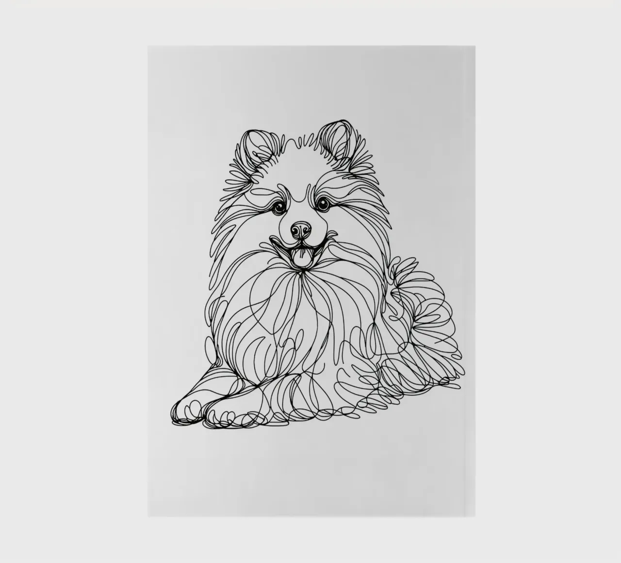 Chien Pomsky Dessin au trait carnet de notes de WijdevenDesign