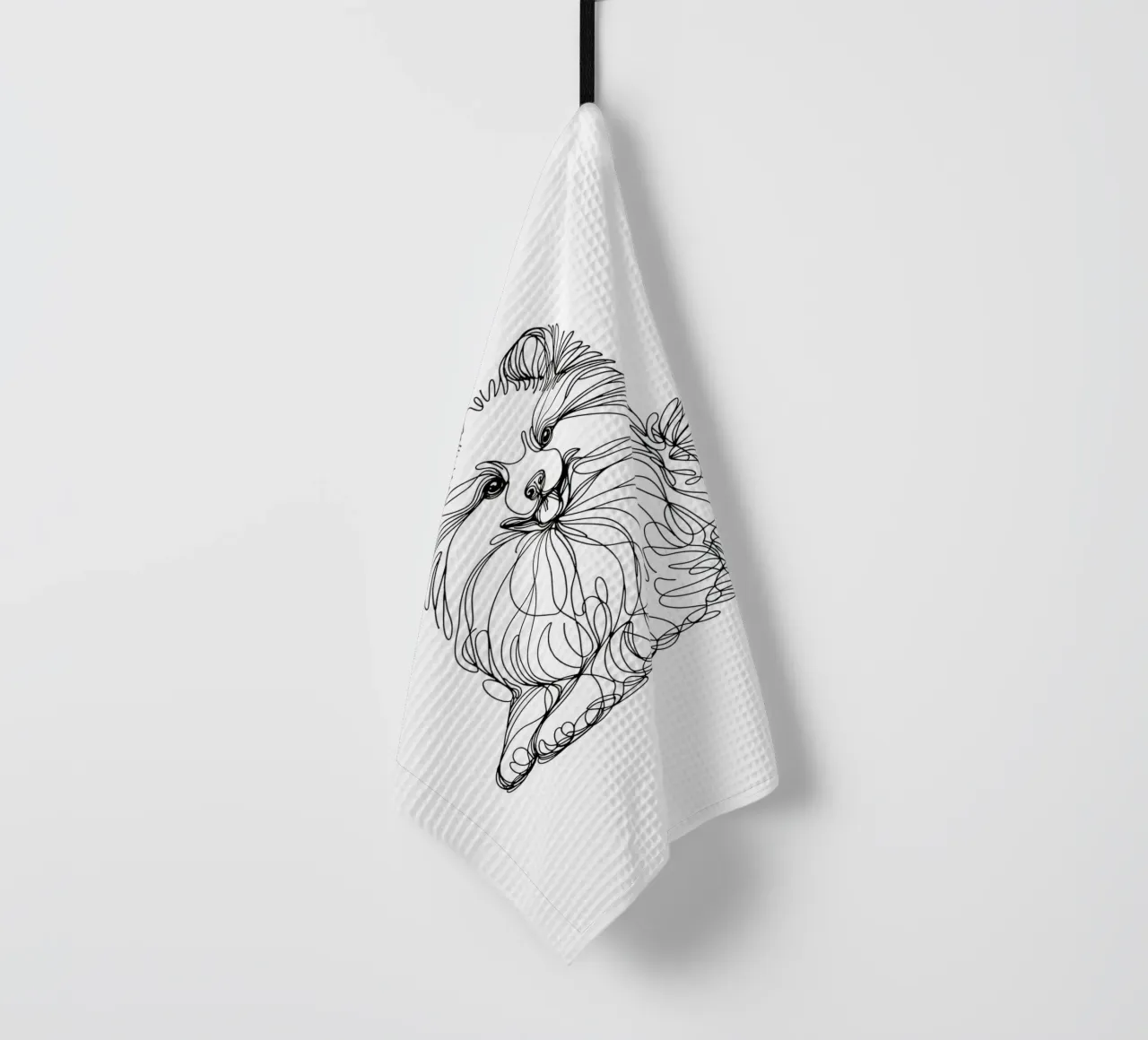 Chien Pomsky Dessin au trait torchon de WijdevenDesign
