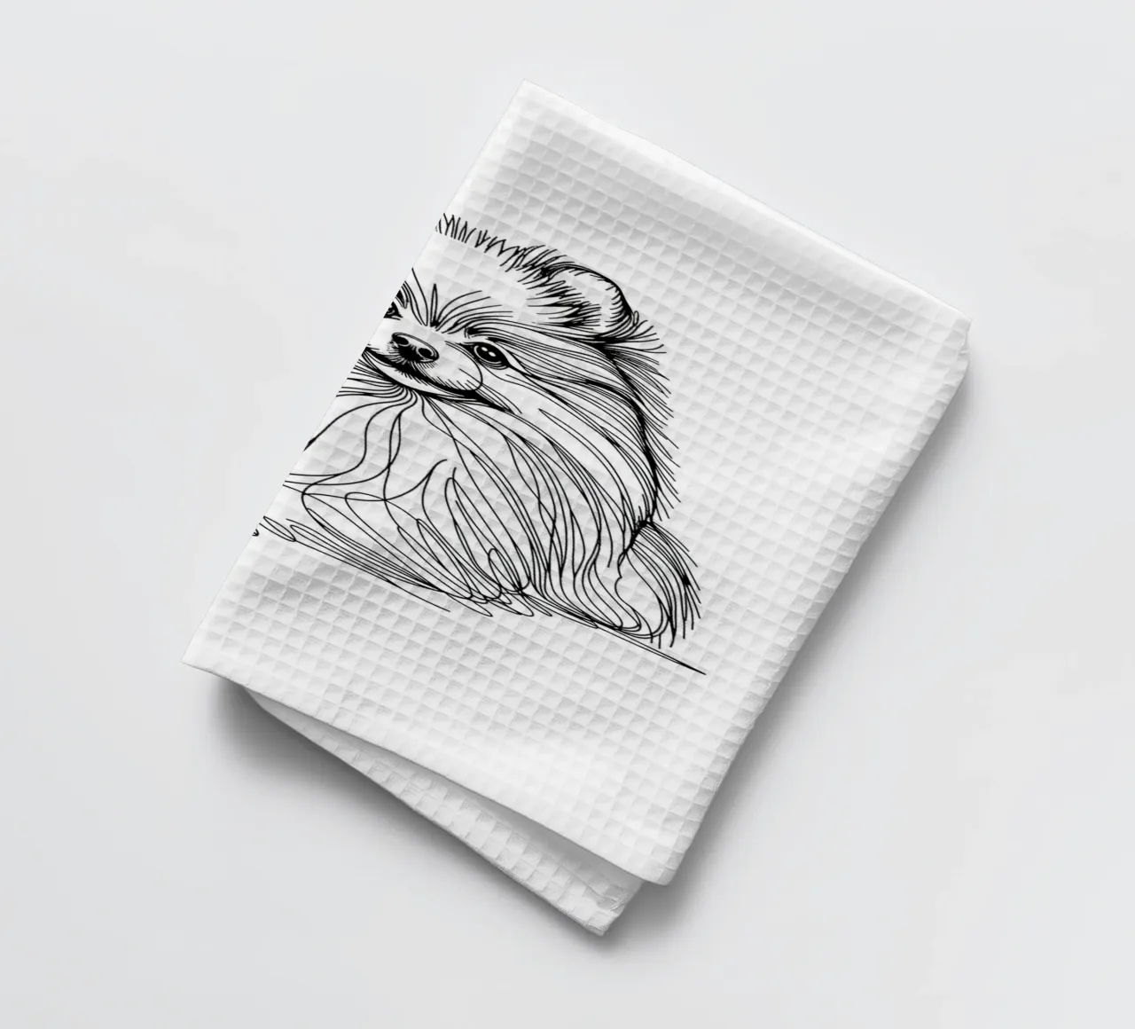 Chien de Poméranie Dessin au trait torchon de WijdevenDesign