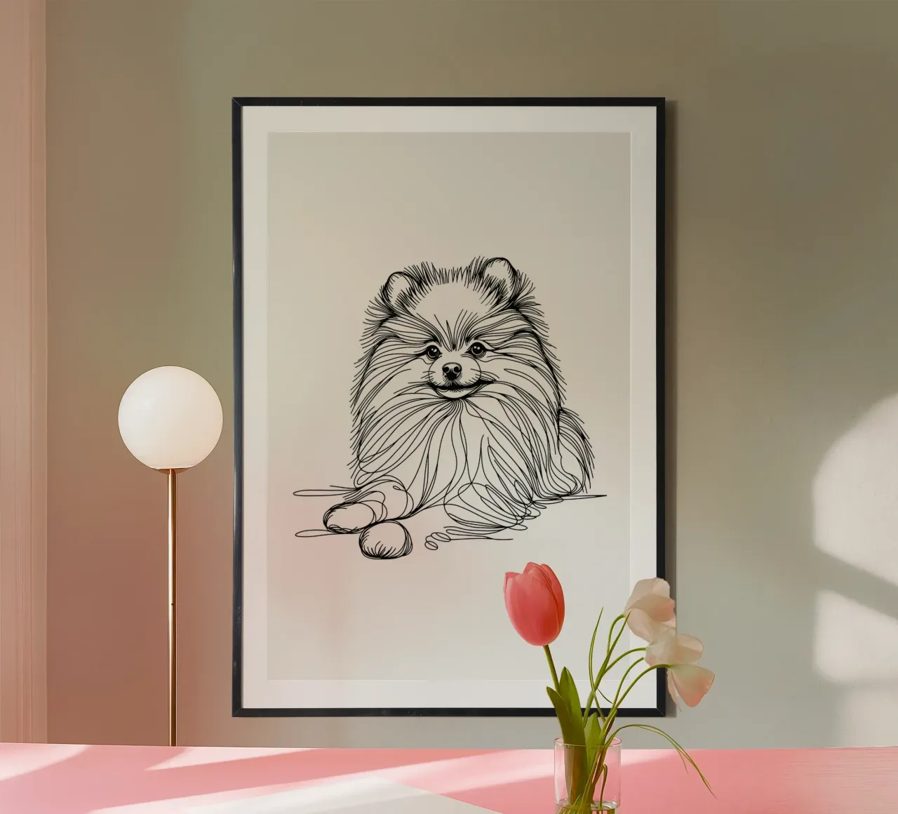 Chien de Poméranie Dessin au trait poster de WijdevenDesign