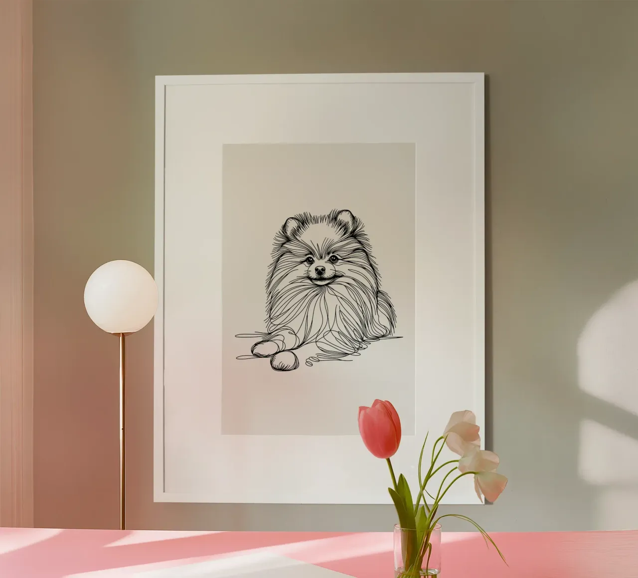 Chien de Poméranie Dessin au trait poster de WijdevenDesign